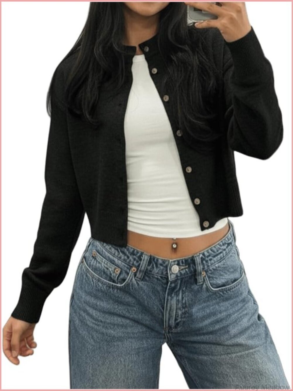 Button Up Cardigan Cozy Knit Long Sleeve Open Front Crewneck Fall Sweater